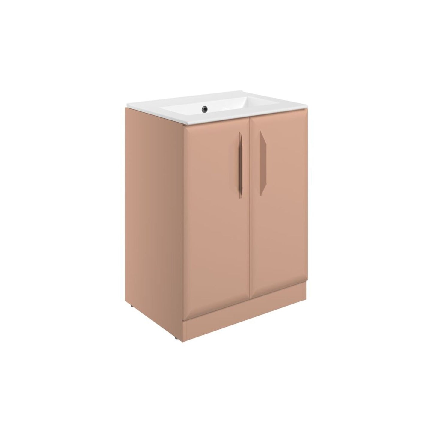 Mikoy 615mm Floor Standing 2 Door Basin Unit w/0 Tap Hole Basin - Matt Apricot