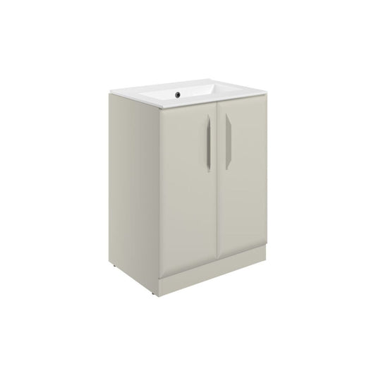 Mikoy 615mm Floor Standing 2 Door Basin Unit w/0 Tap Hole Basin - Matt Latte