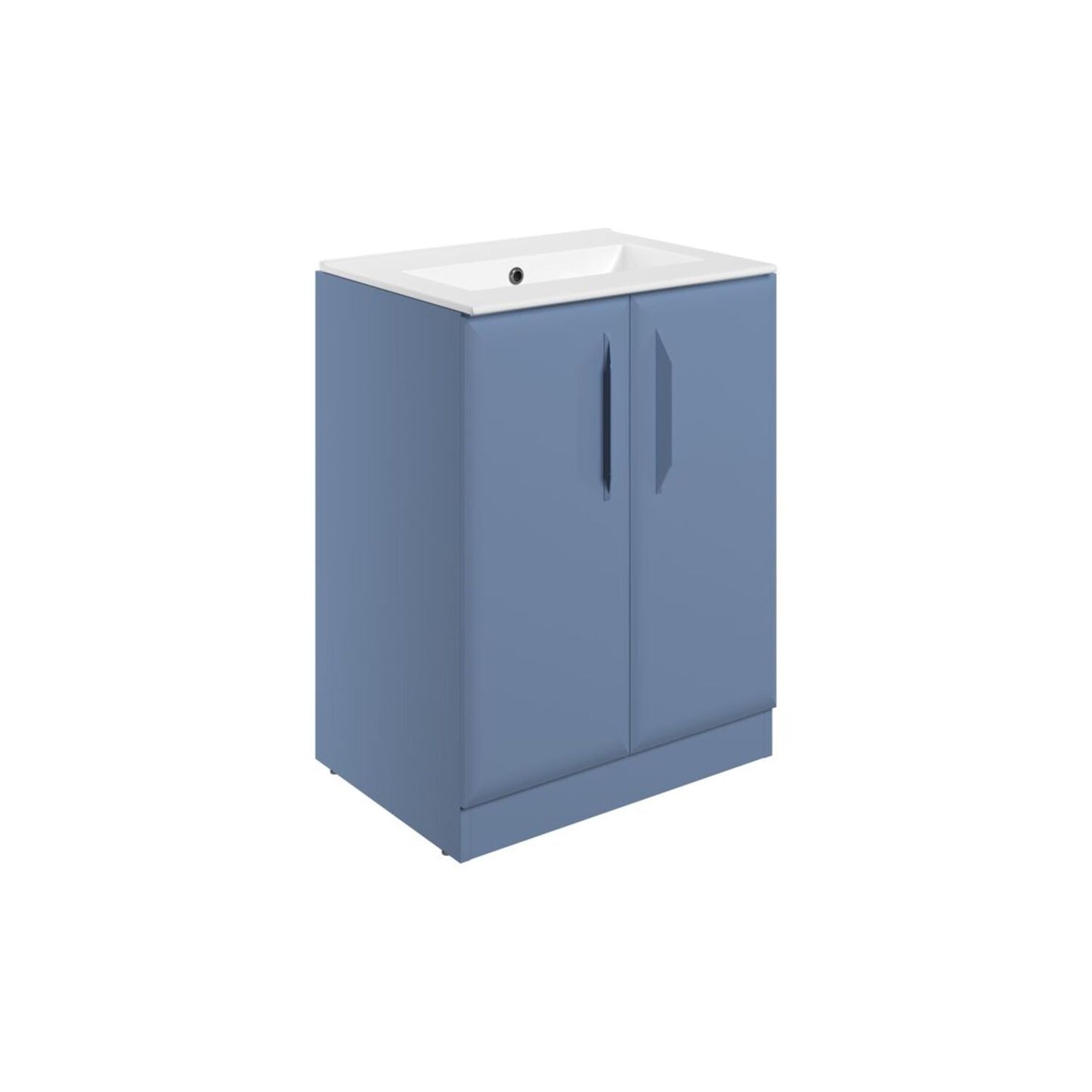 Mikoy 615mm Floor Standing 2 Door Basin Unit w/0 Tap Hole Basin - Matt Misty Blue