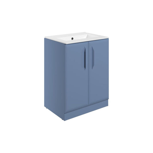 Mikoy 615mm Floor Standing 2 Door Basin Unit w/0 Tap Hole Basin - Matt Misty Blue