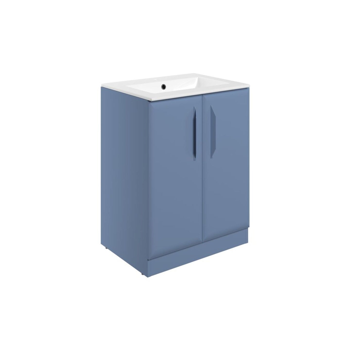 Mikoy 615mm Floor Standing 2 Door Basin Unit w/1 Tap Hole Basin - Matt Misty Blue