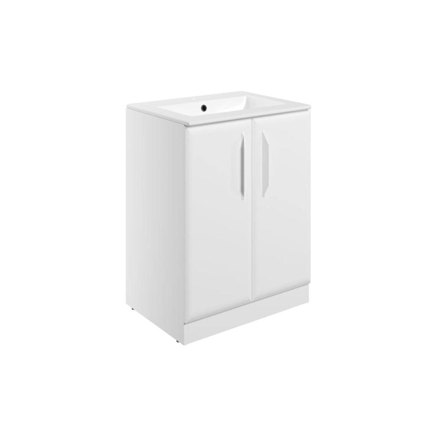 Mikoy 615mm Floor Standing 2 Door Basin Unit w/1 Tap Hole Basin - Matt White