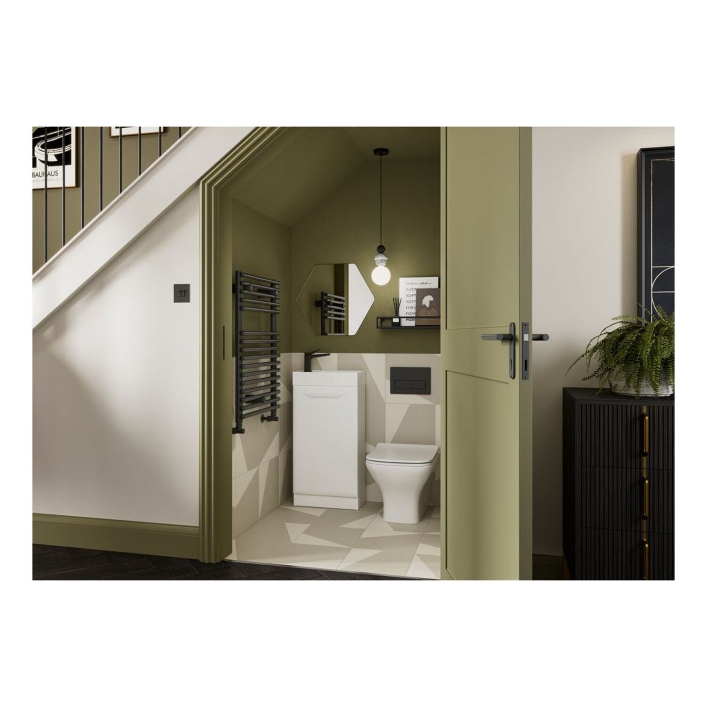 Mikoy 615mm Floor Standing 2 Door Basin Unit w/1 Tap Hole Basin - Matt White
