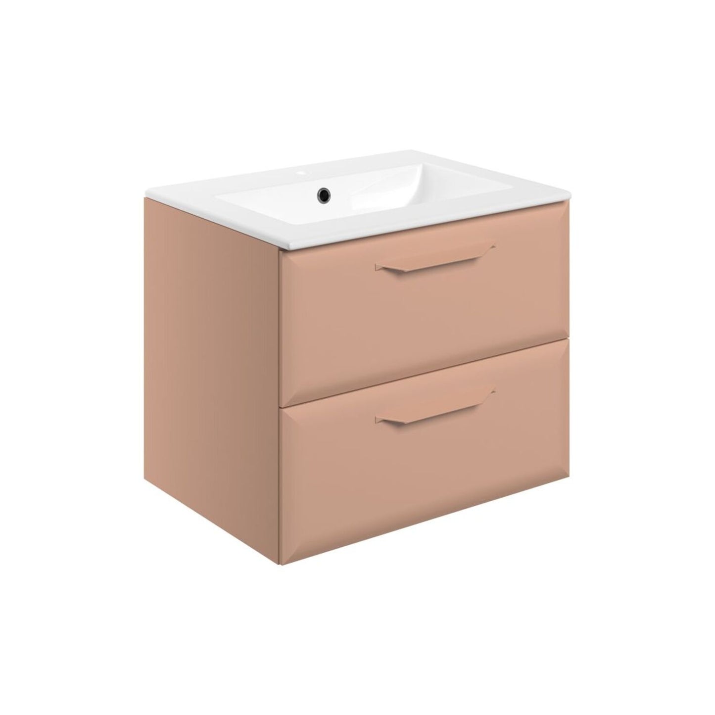 Mikoy 615mm Wall Hung 2 Drawer Basin Unit w/1 Tap Hole Basin - Matt Apricot