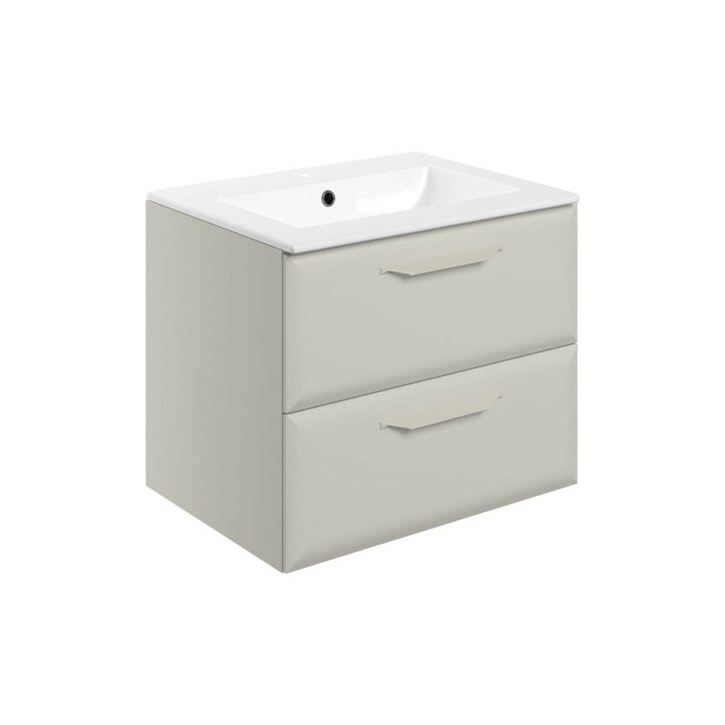 Mikoy 615mm Wall Hung 2 Drawer Basin Unit w/1 Tap Hole Basin - Matt Latte