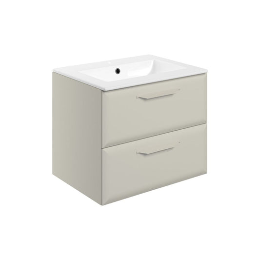 Mikoy 615mm Wall Hung 2 Drawer Basin Unit w/1 Tap Hole Basin - Matt Latte