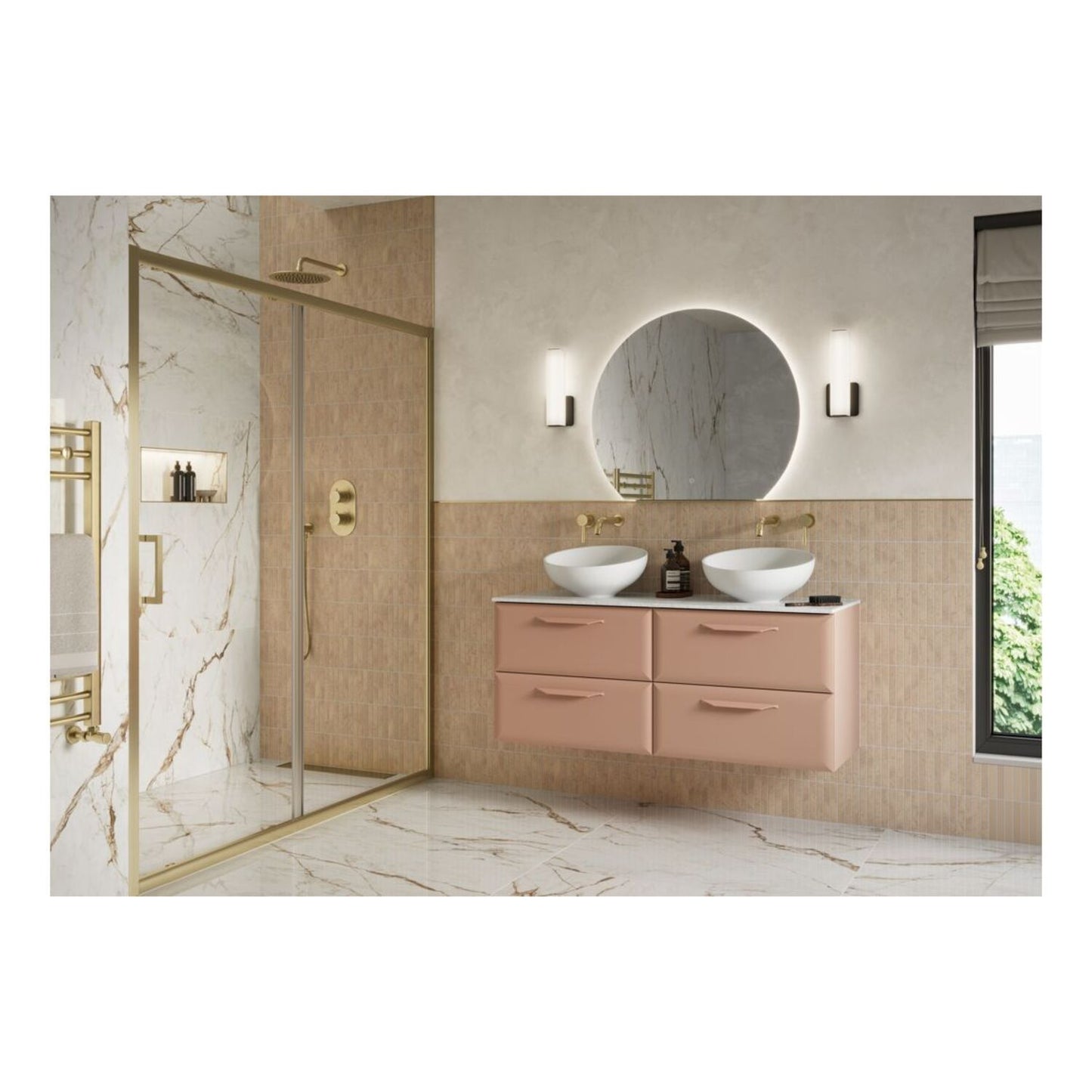 Mikoy 795mm Wall Hung 2 Drawer Basin Unit (No Top) - Matt Apricot