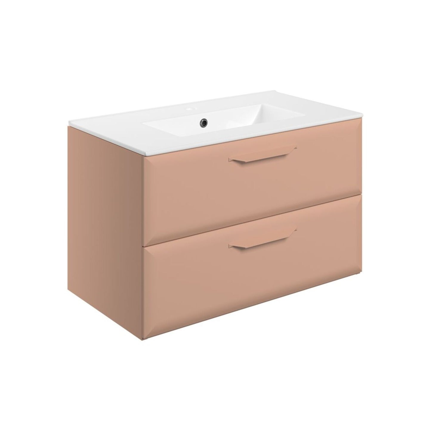 Mikoy 815mm Wall Hung 2 Drawer Basin Unit w/1 Tap Hole Basin - Matt Apricot