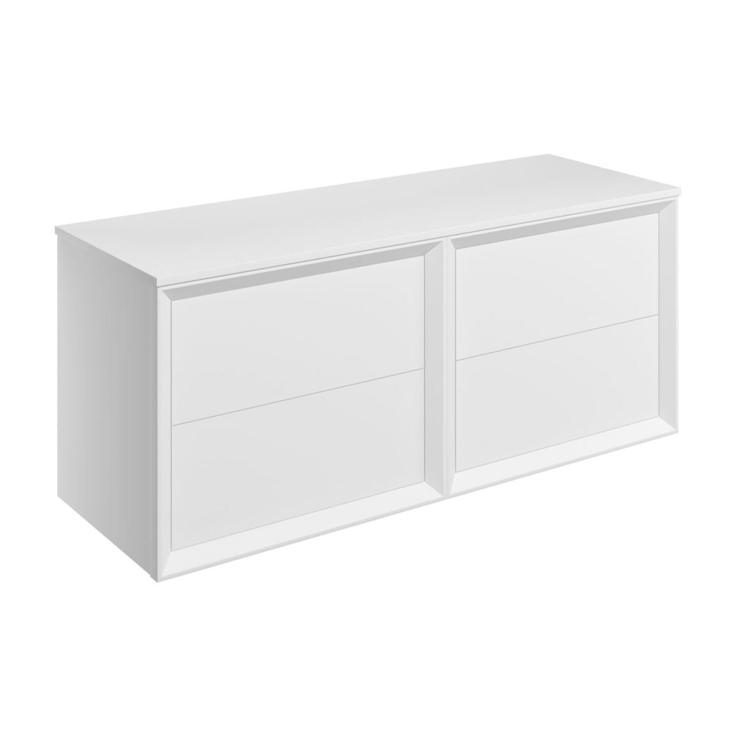Seluna 1210mm Wall Hung 4 Drawer Basin Unit Run & Top - Matt White