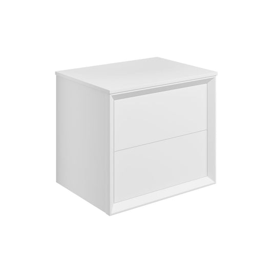 Seluna 610mm Wall Hung 2 Drawer Basin Unit & Top - Matt White