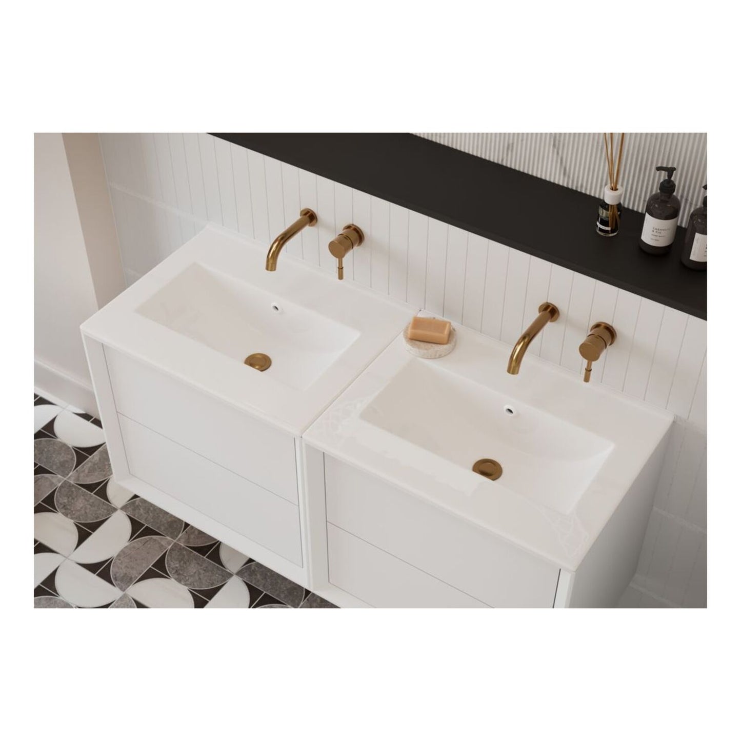 Seluna 810mm Wall Hung 2 Drawer Basin Unit & 1 Tap Hole Thin Edge Basin - Matt White