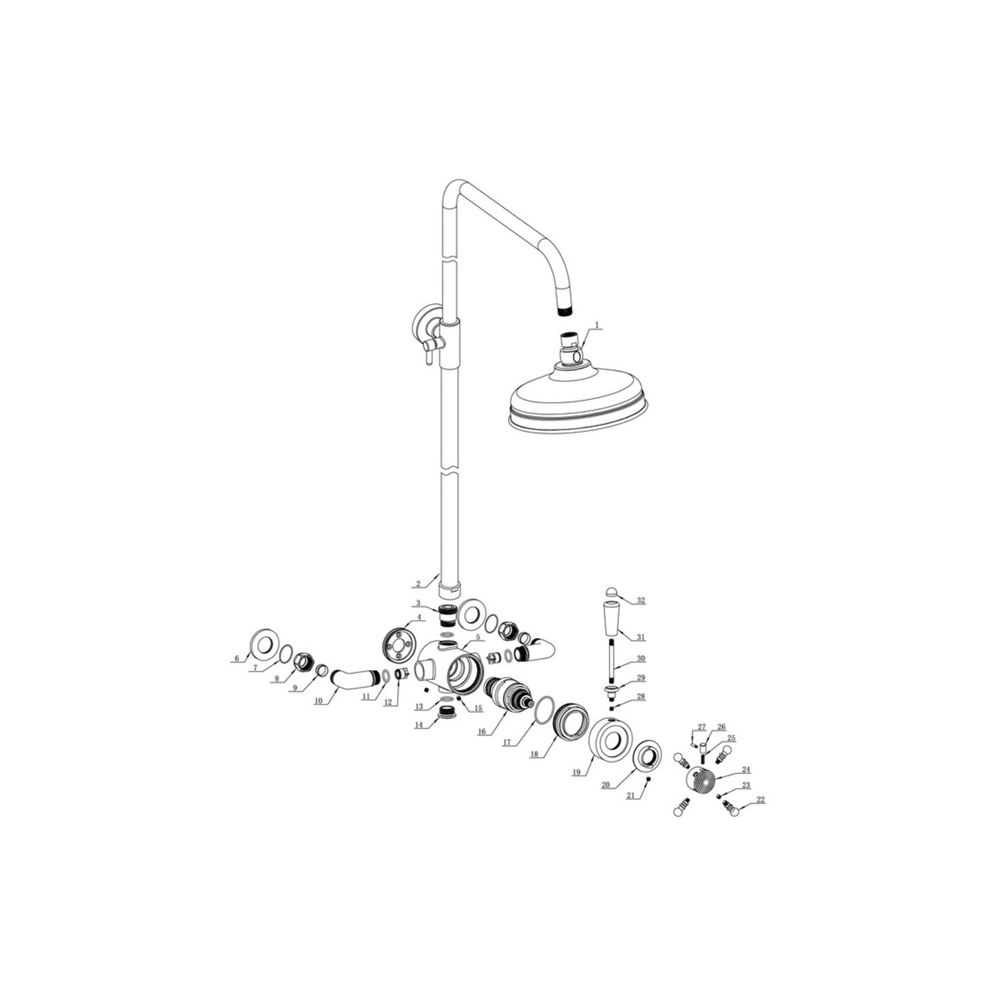 Cirava Concentric Single Outlet Shower Valve & Overhead Kit Pack 2