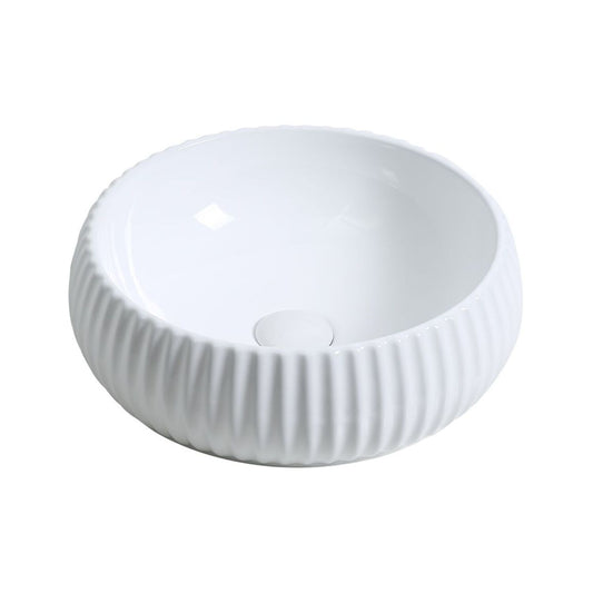 Yoka 400mm Textured Round Washbowl - White