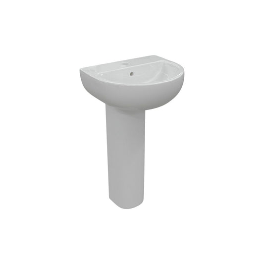 Arla 1 Tap Hole Basin & Full Pedestal 550X400mm