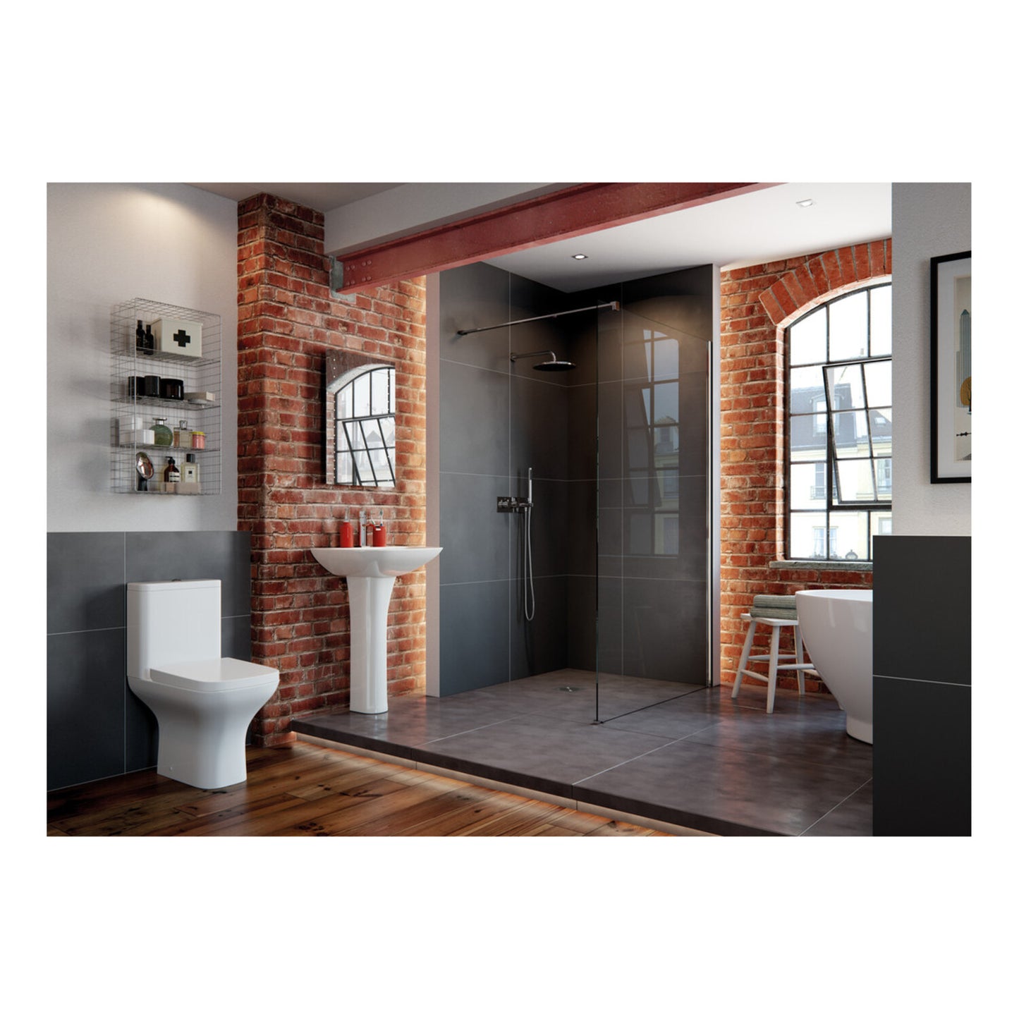 Calmea Rimless Short Projection Close Coupled Open Back WC & Wrapover Soft Close Seat