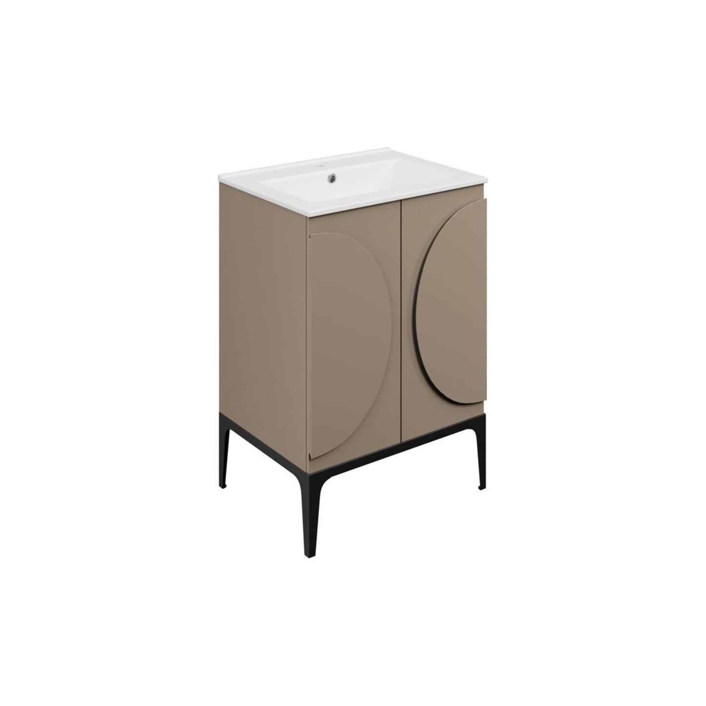 Chaco 610mm Floor Standing 2 Door Basin Unit & 1 Tap Hole Basin - Matt Taupe