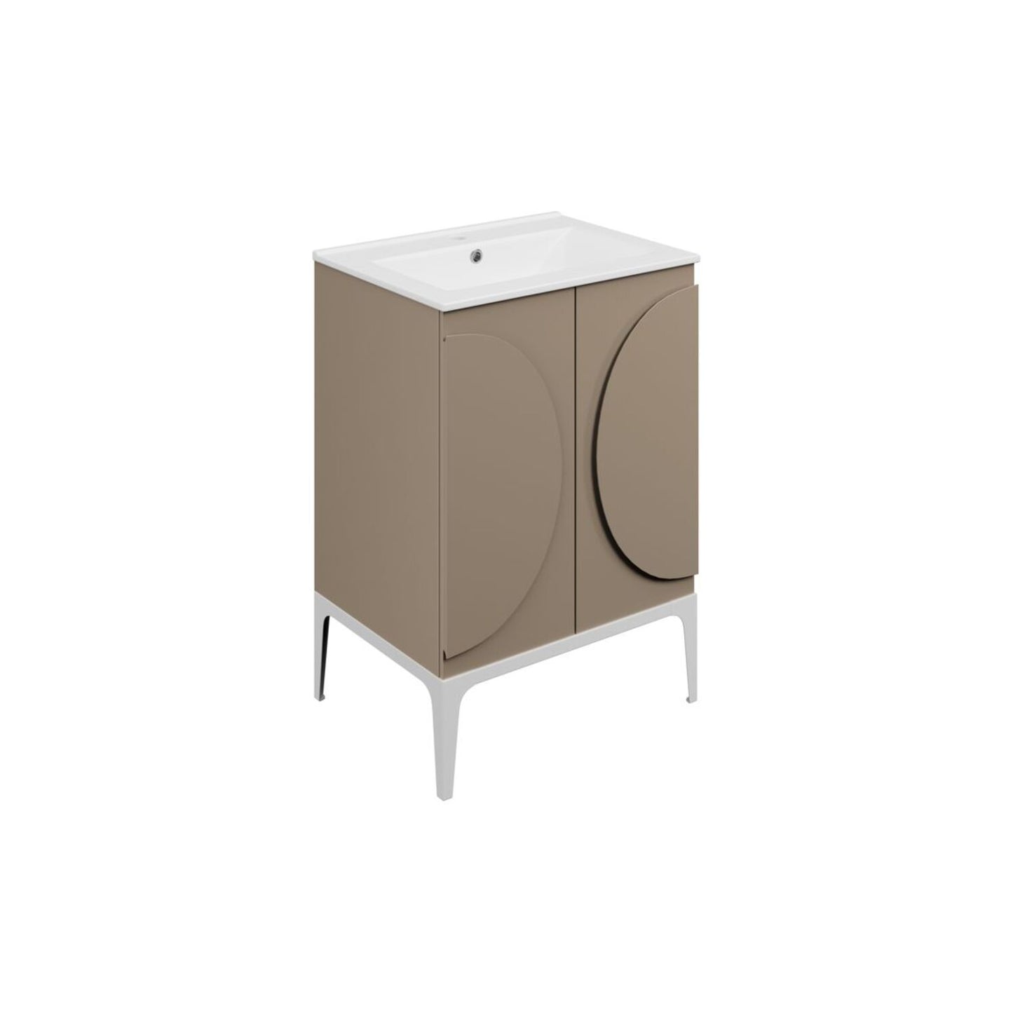 Chaco 610mm Floor Standing 2 Door Basin Unit & 1 Tap Hole Basin - Matt Taupe