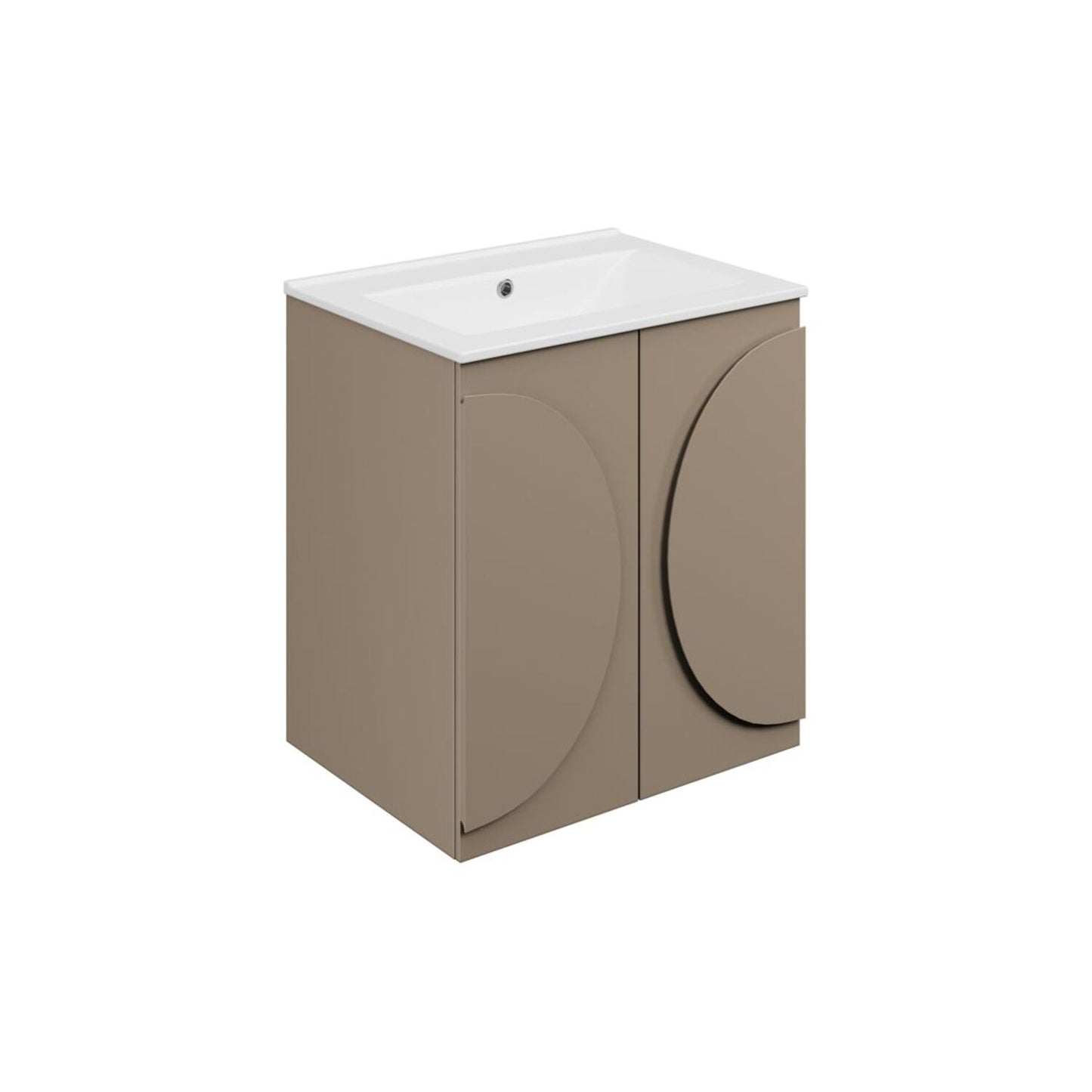Chaco 610mm Floor Standing 2 Door Basin Unit & 0 Tap Hole Basin - Matt Taupe
