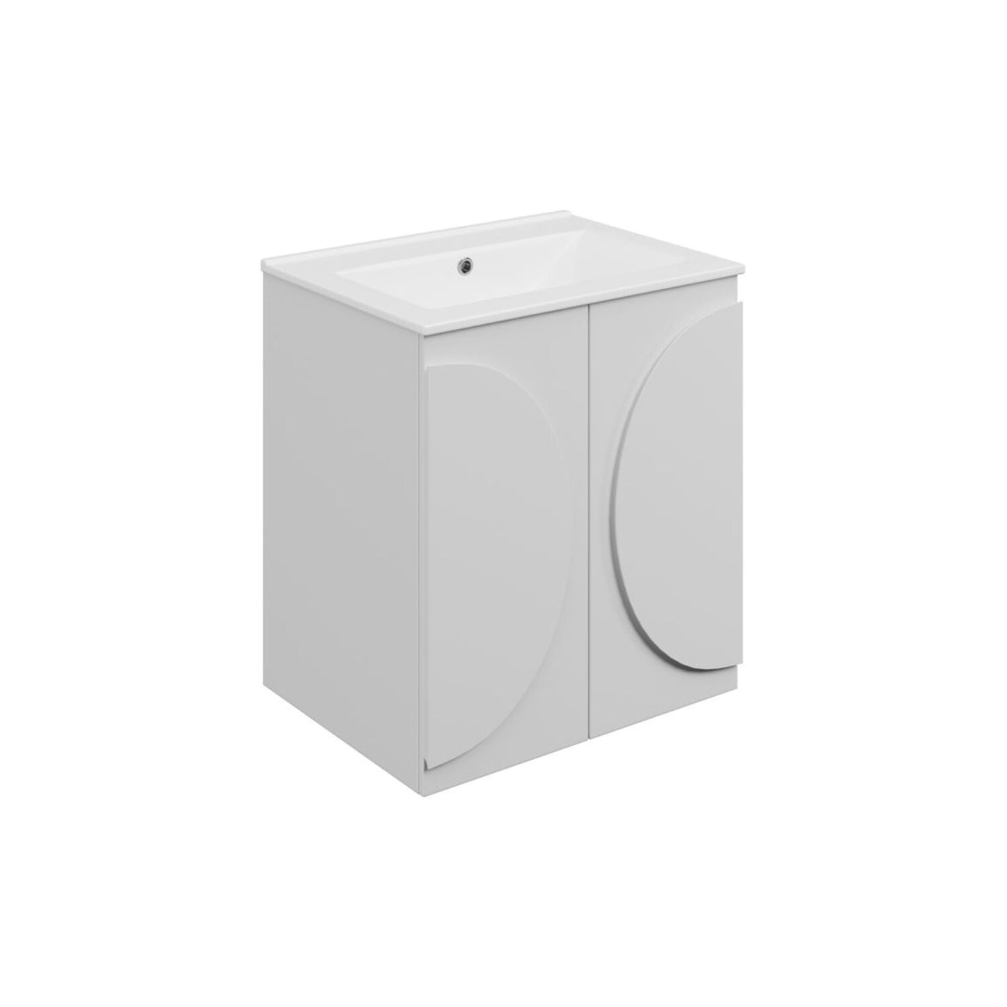 Chaco 610mm Floor Standing 2 Door Basin Unit & 0 Tap Hole Basin - Matt White