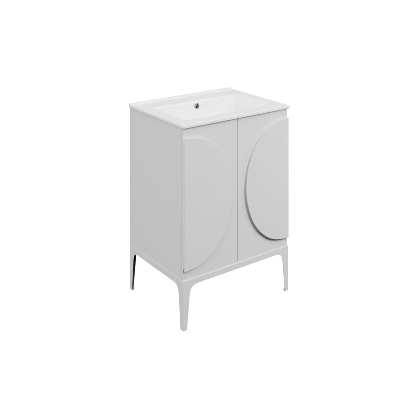 Chaco 610mm Floor Standing 2 Door Basin Unit & 0 Tap Hole Basin - Matt White