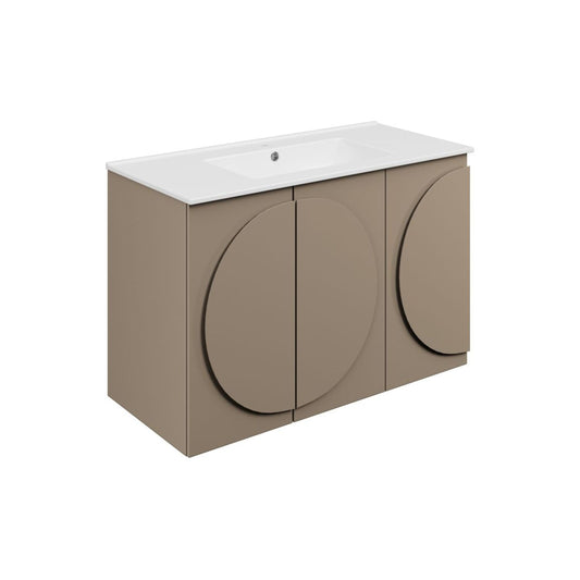 Chaco 1010mm Floor Standing 3 Door Basin Unit & 1 Tap Hole Basin - Matt Taupe