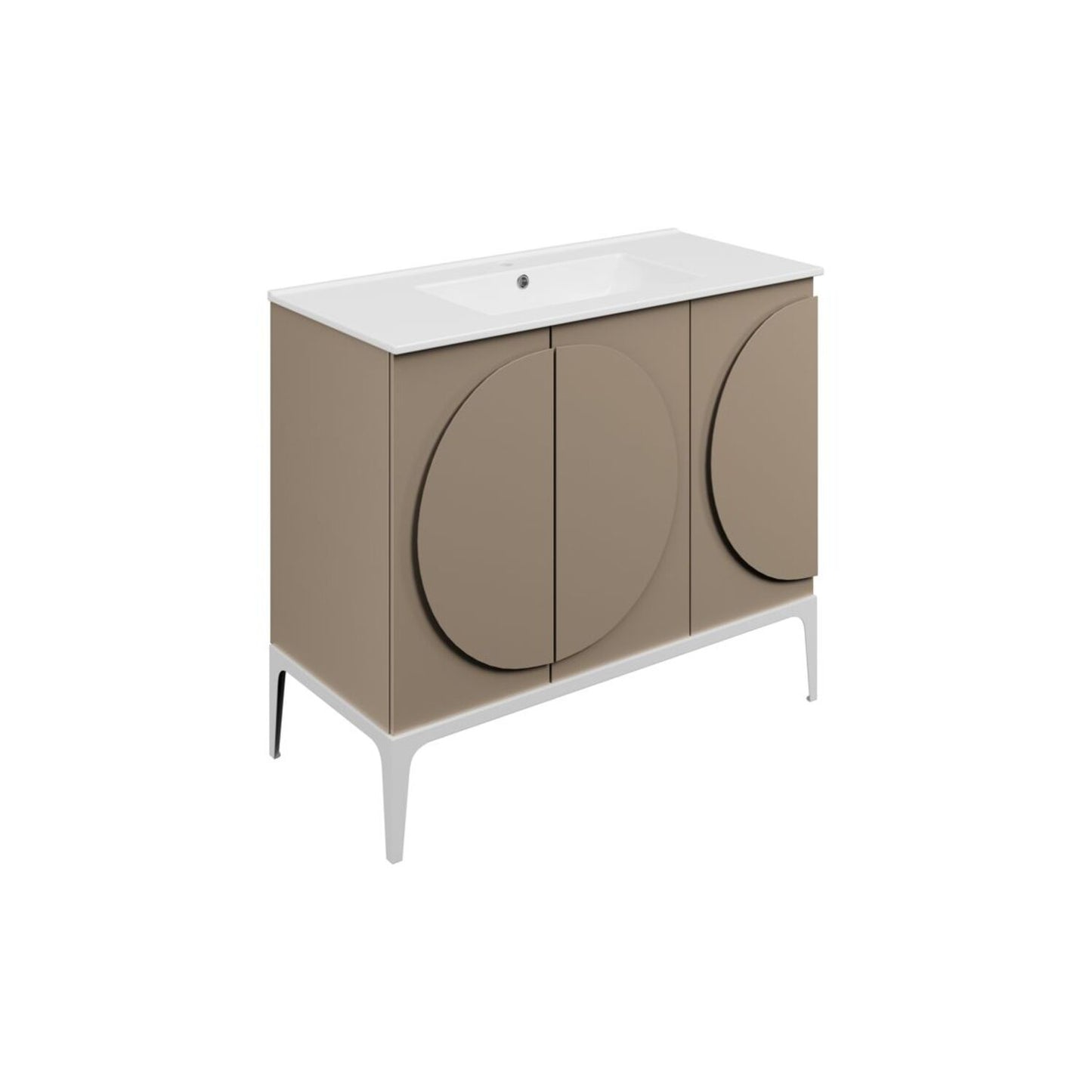 Chaco 1010mm Floor Standing 3 Door Basin Unit & 1 Tap Hole Basin - Matt Taupe
