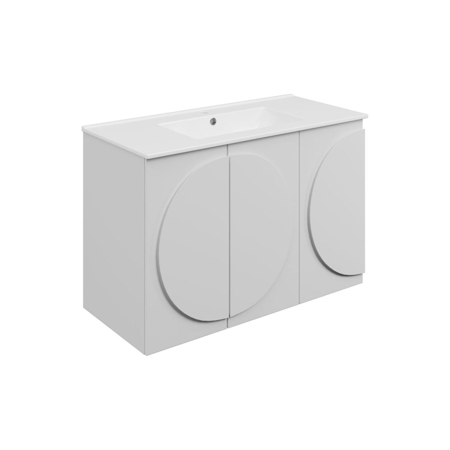 Chaco 1010mm Floor Standing 3 Door Basin Unit & 1 Tap Hole Basin - Matt White