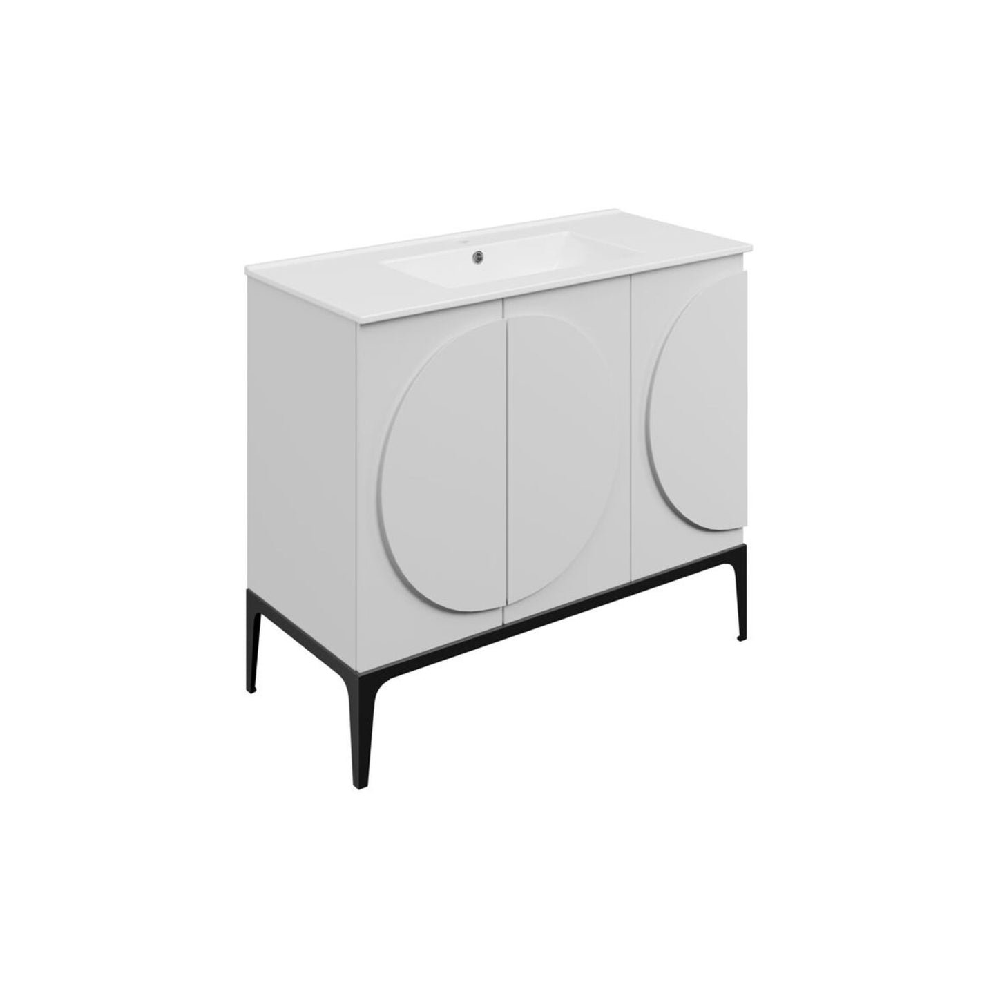 Chaco 1010mm Floor Standing 3 Door Basin Unit & 1 Tap Hole Basin - Matt White