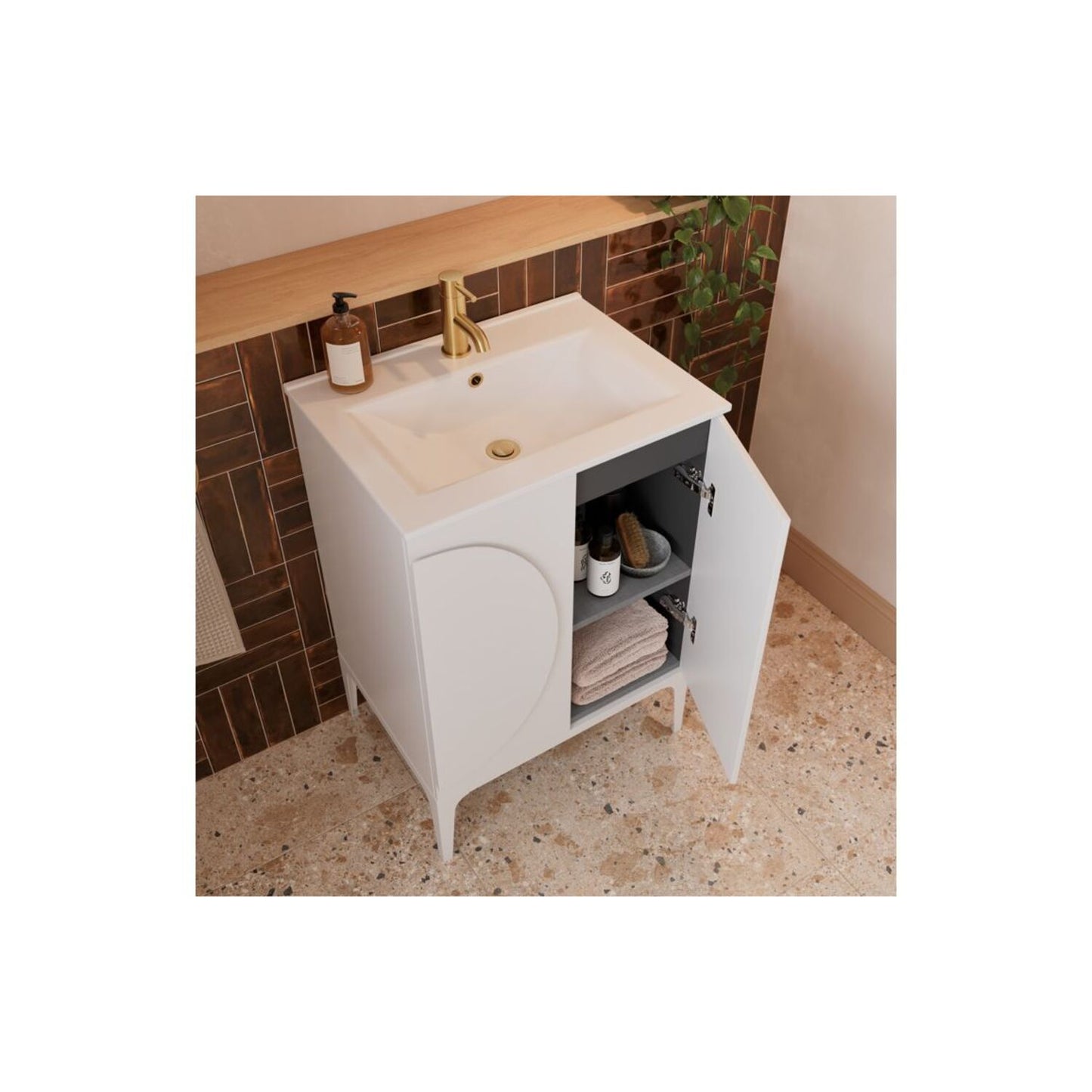 Chaco 1010mm Floor Standing 3 Door Basin Unit & 1 Tap Hole Basin - Matt White