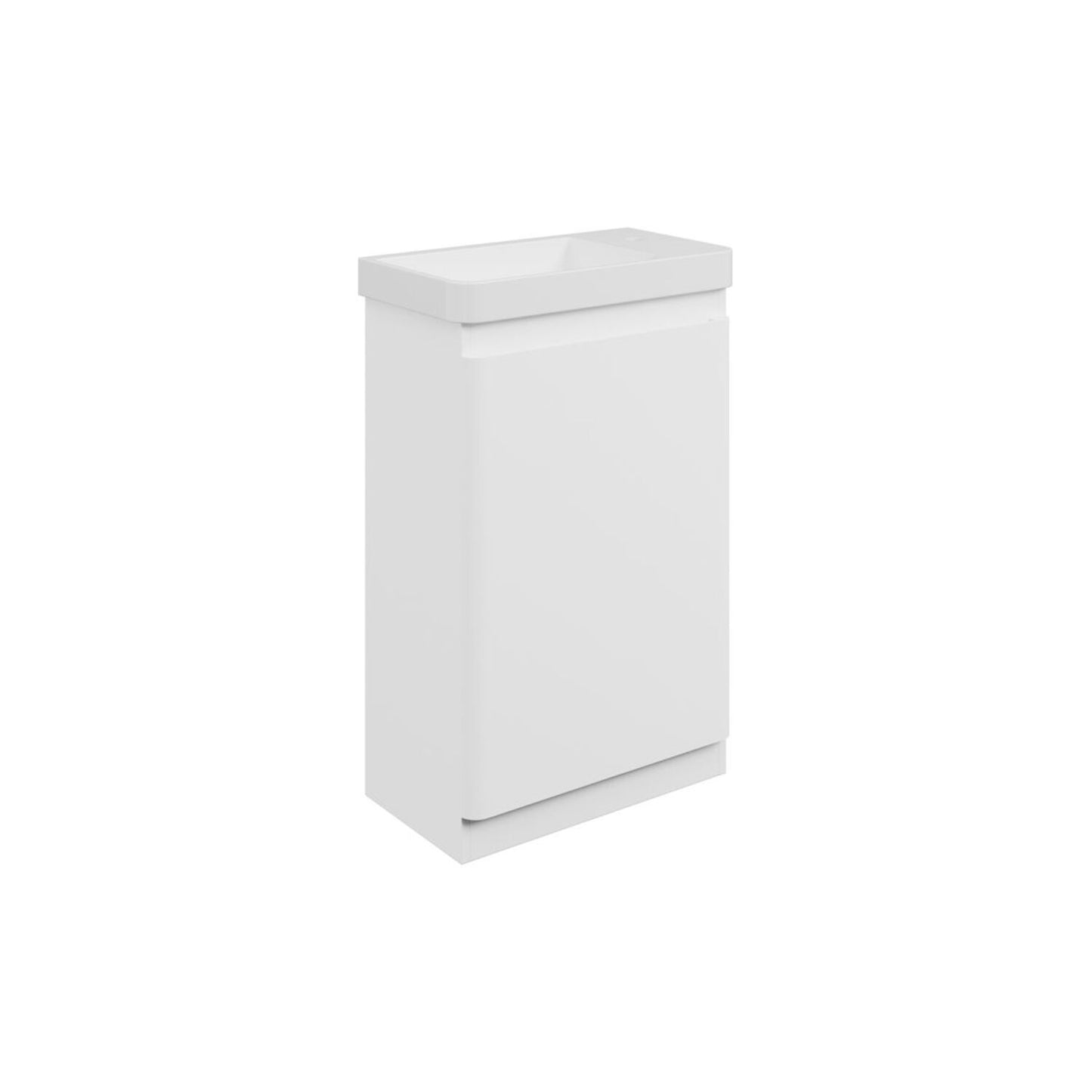 Mirelle 550mm Floor Standing Slim Depth 1 Door Basin Unit & 1 Tap Hole Basin - Matt White