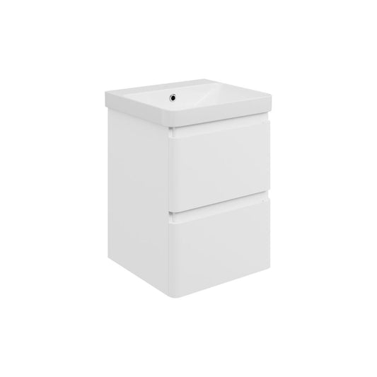 Mirelle 500mm Wall Hung 2 Drawer Basin Unit & 1 Tap Hole Basin - Matt White