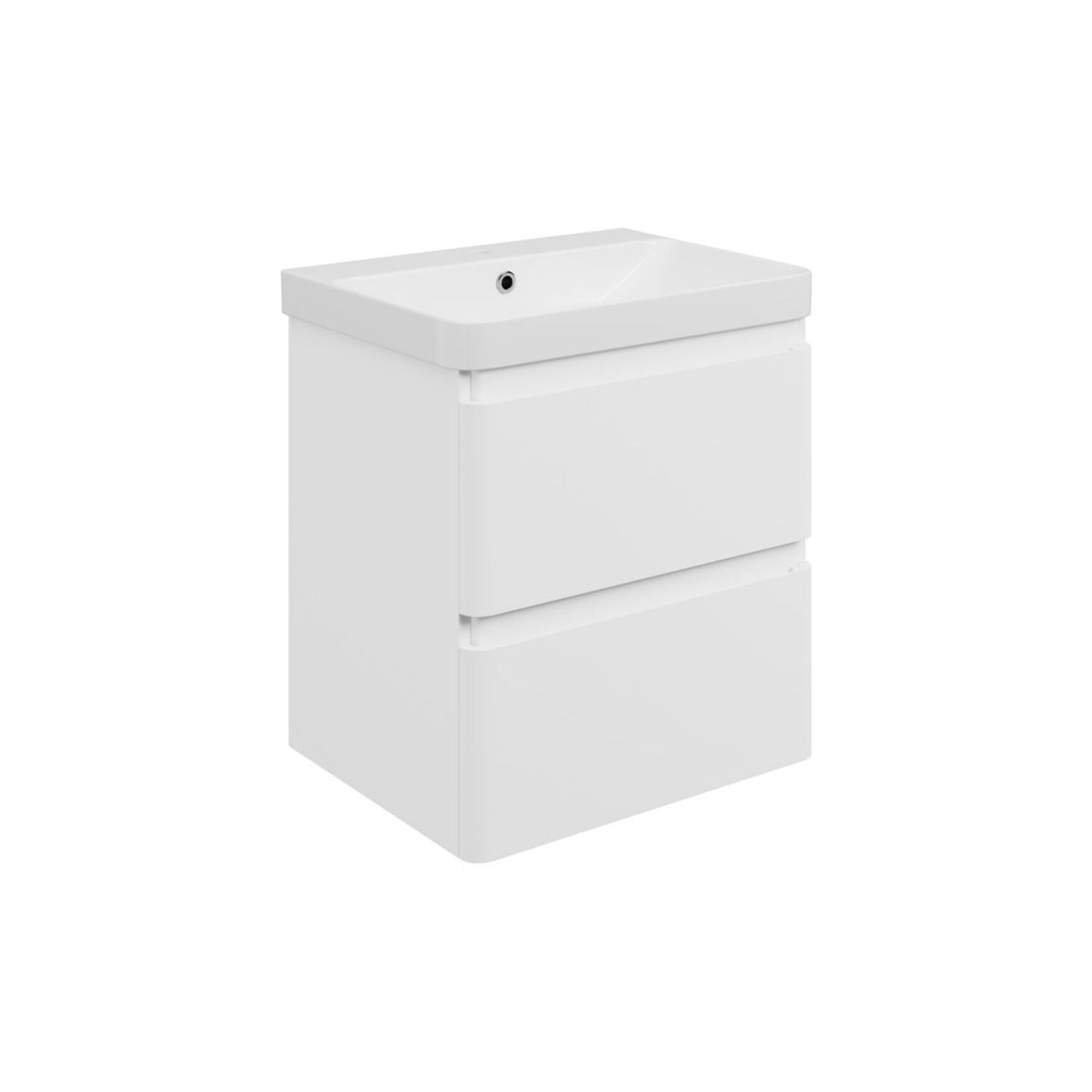 Mirelle 605mm Wall Hung 2 Drawer Basin Unit & 1 Tap Hole Basin - Matt White