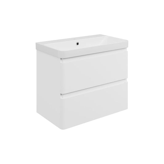 Mirelle 805mm Wall Hung 2 Drawer Basin Unit & 1 Tap Hole Basin - Matt White
