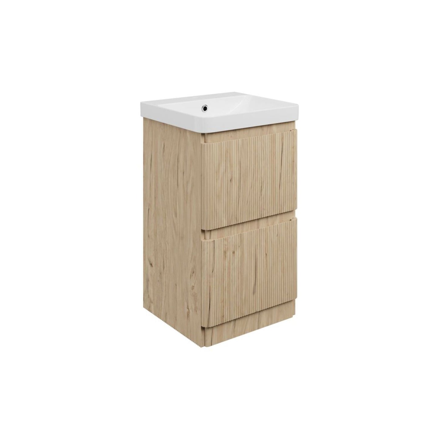 Mirelle 500mm Floor Standing 2 Drawer Basin Unit & 1 Tap Hole Basin - Textured Oak