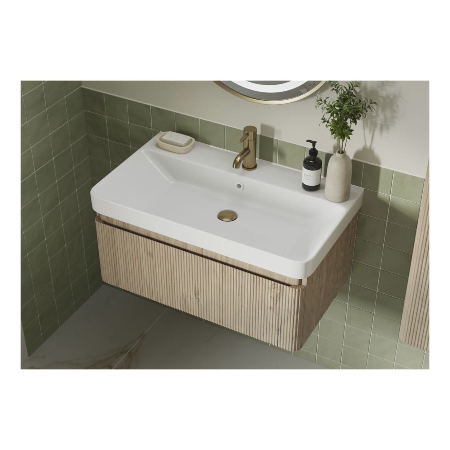 Mirelle 500mm Floor Standing 2 Drawer Basin Unit & 1 Tap Hole Basin - Textured Oak