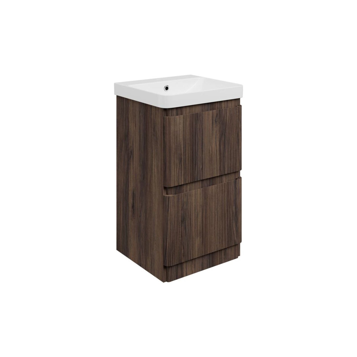 Mirelle 500mm Floor Standing 2 Drawer Basin Unit & 1 Tap Hole Basin - Textured Walnut