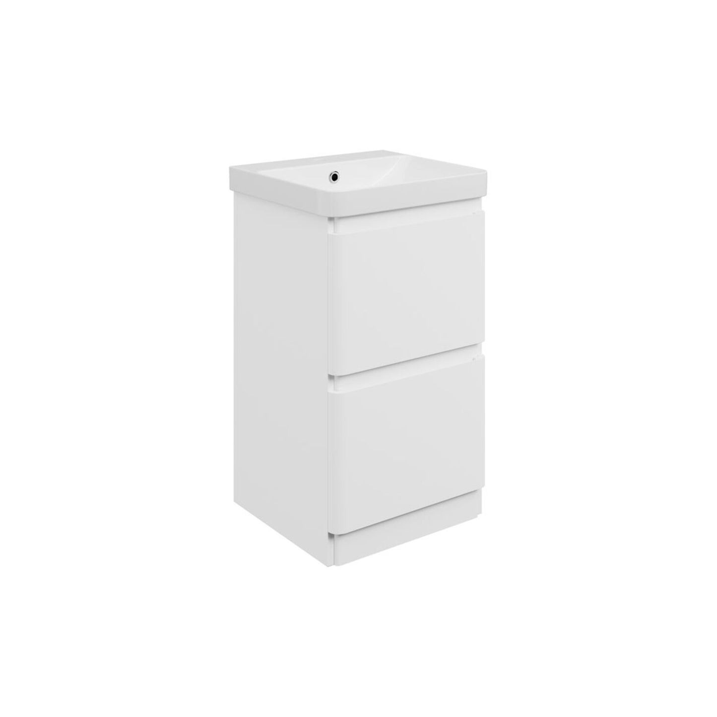 Mirelle 500mm Floor Standing 2 Drawer Basin Unit & 1 Tap Hole Basin - Matt White