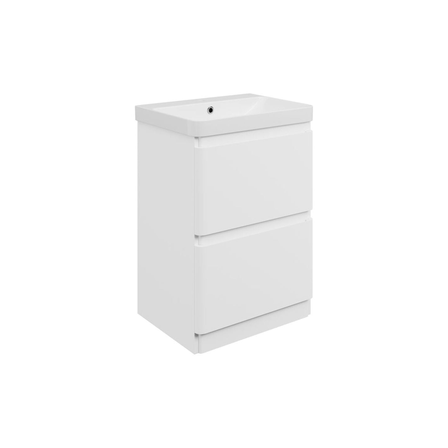 Mirelle 605mm Floor Standing 2 Drawer Basin Unit & 1 Tap Hole Basin - Matt White