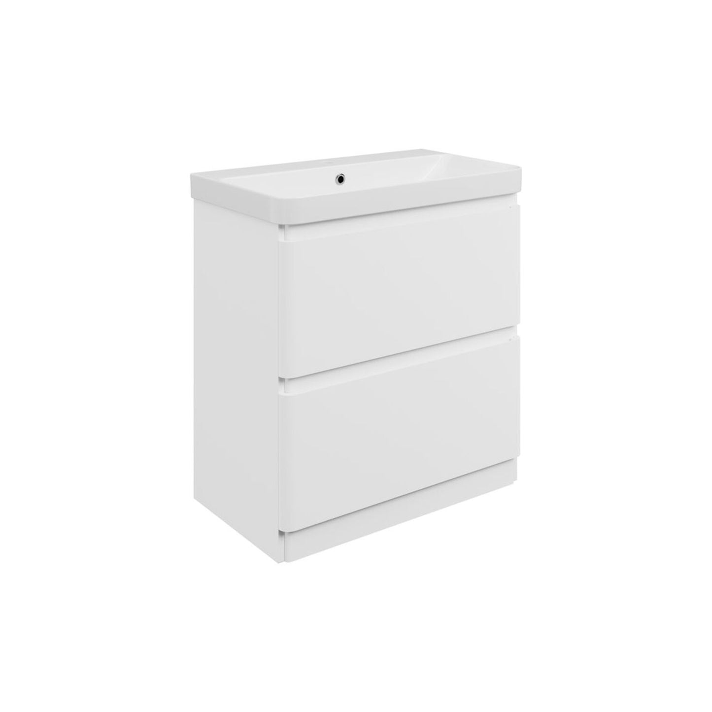 Mirelle 805mm Floor Standing 2 Drawer Basin Unit & 1 Tap Hole Basin - Matt White