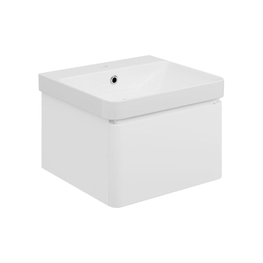 Mirelle 500mm Wall Hung 1 Drawer Basin Unit & 1 Tap Hole Basin - Matt White