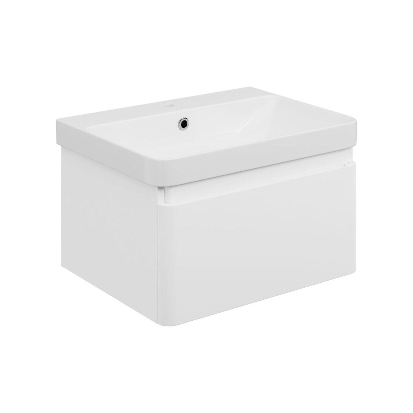 Mirelle 605mm Wall Hung 1 Drawer Basin Unit & 1 Tap Hole Basin - Matt White