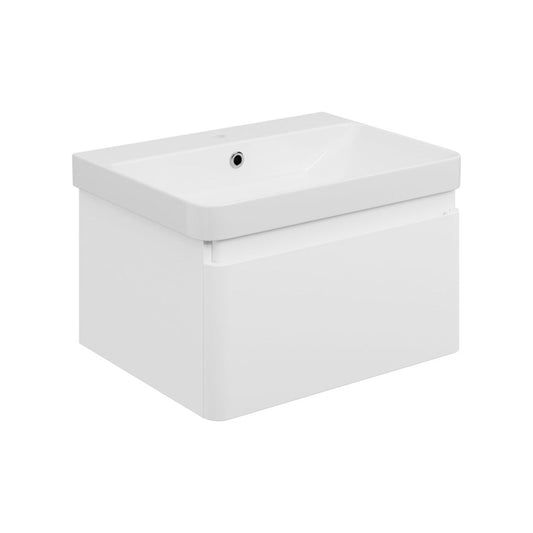 Mirelle 605mm Wall Hung 1 Drawer Basin Unit & 1 Tap Hole Basin - Matt White