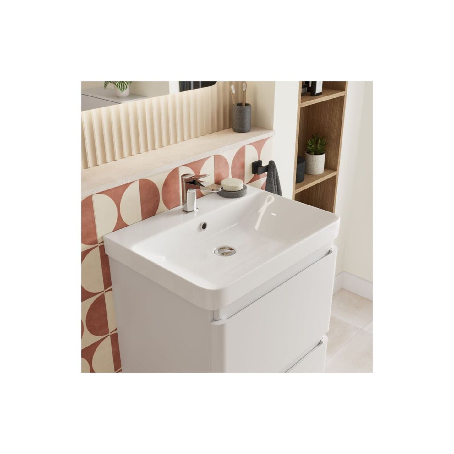 Mirelle 605mm Wall Hung 1 Drawer Basin Unit & 1 Tap Hole Basin - Matt White