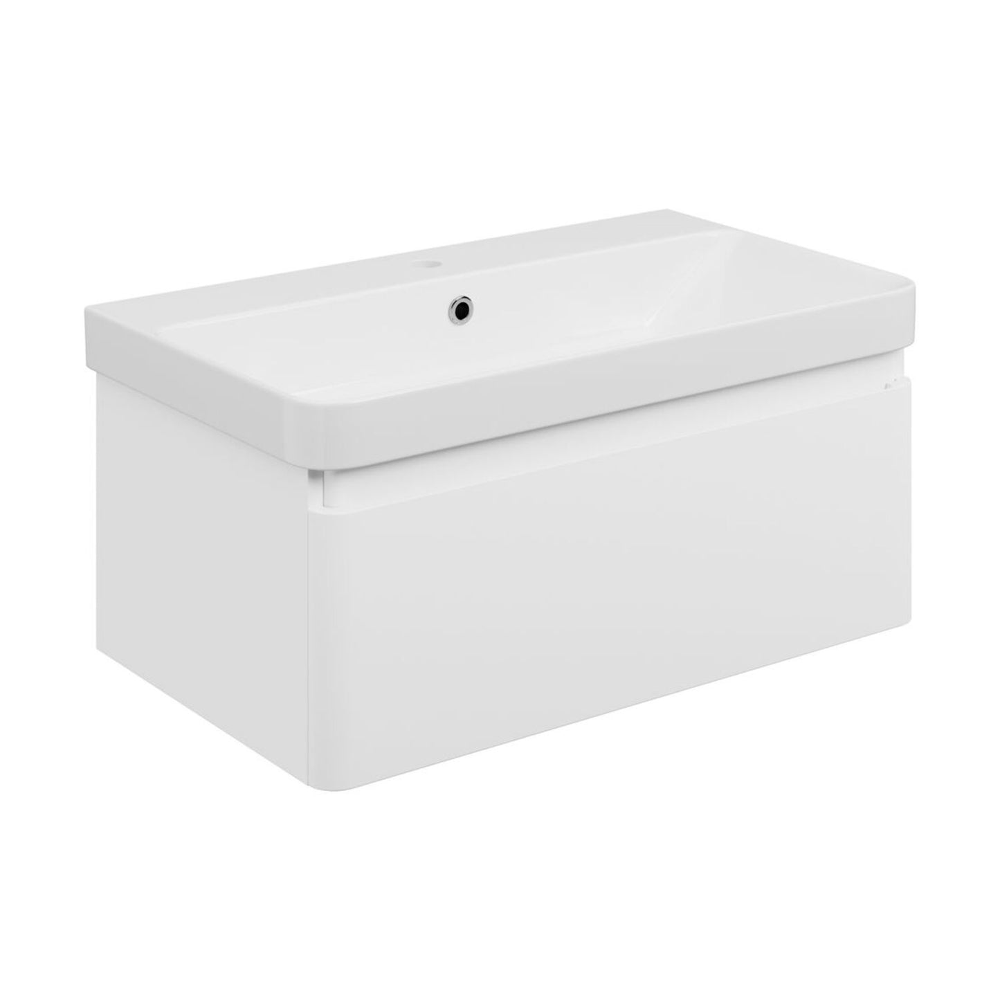 Mirelle 805mm Wall Hung 1 Drawer Basin Unit & 1 Tap Hole Basin - Matt White