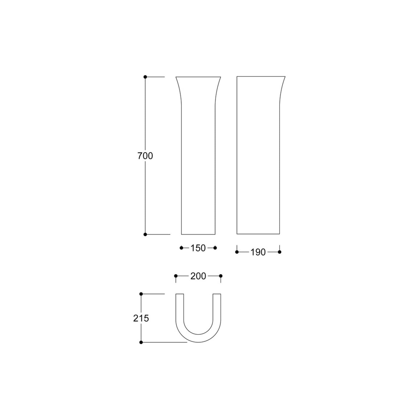 Calmea 1 Tap Hole Basin & Full Pedestal (Boxed) 560X450mm