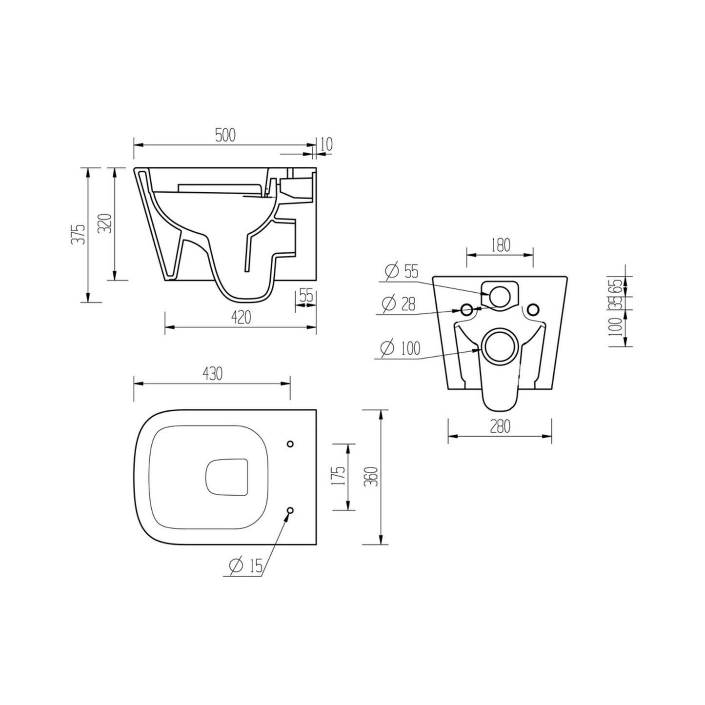 Tahlia Rimless Wall Hung Short Projection WC & Soft Close Seat
