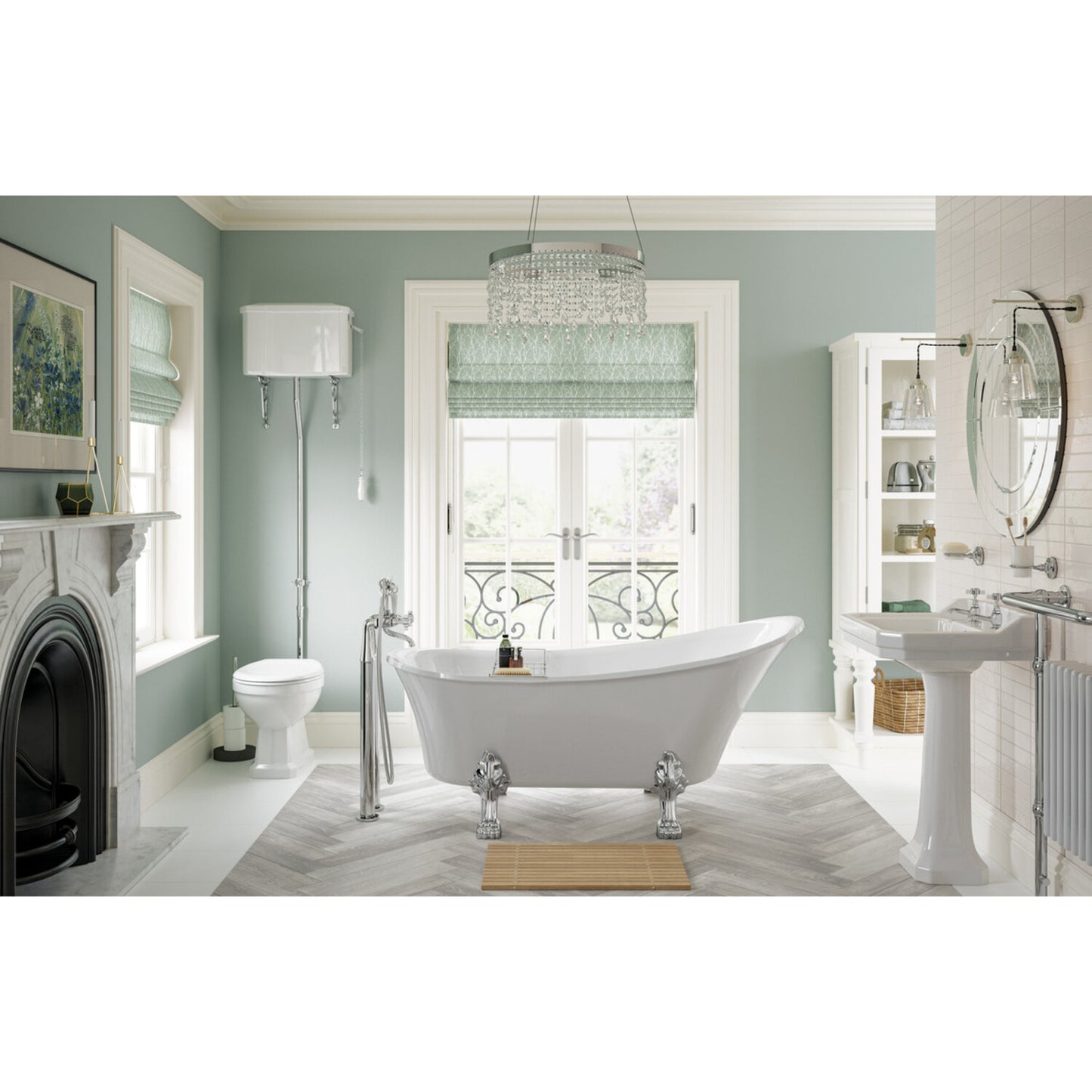 Solae Close Coupled WC & Satin White Wood Effect Seat w/Chrome Finishes