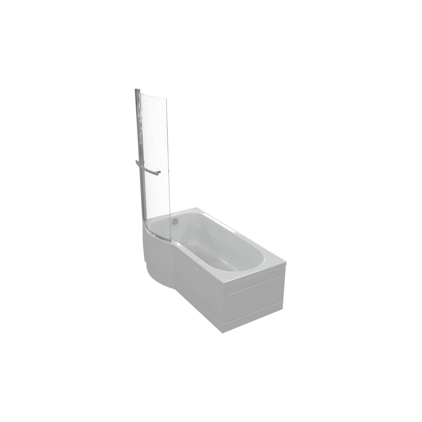 P-Shape 0 Tap Hole Shower Bath Panel & Screen L 1700 X W 700-850 X H 410mm