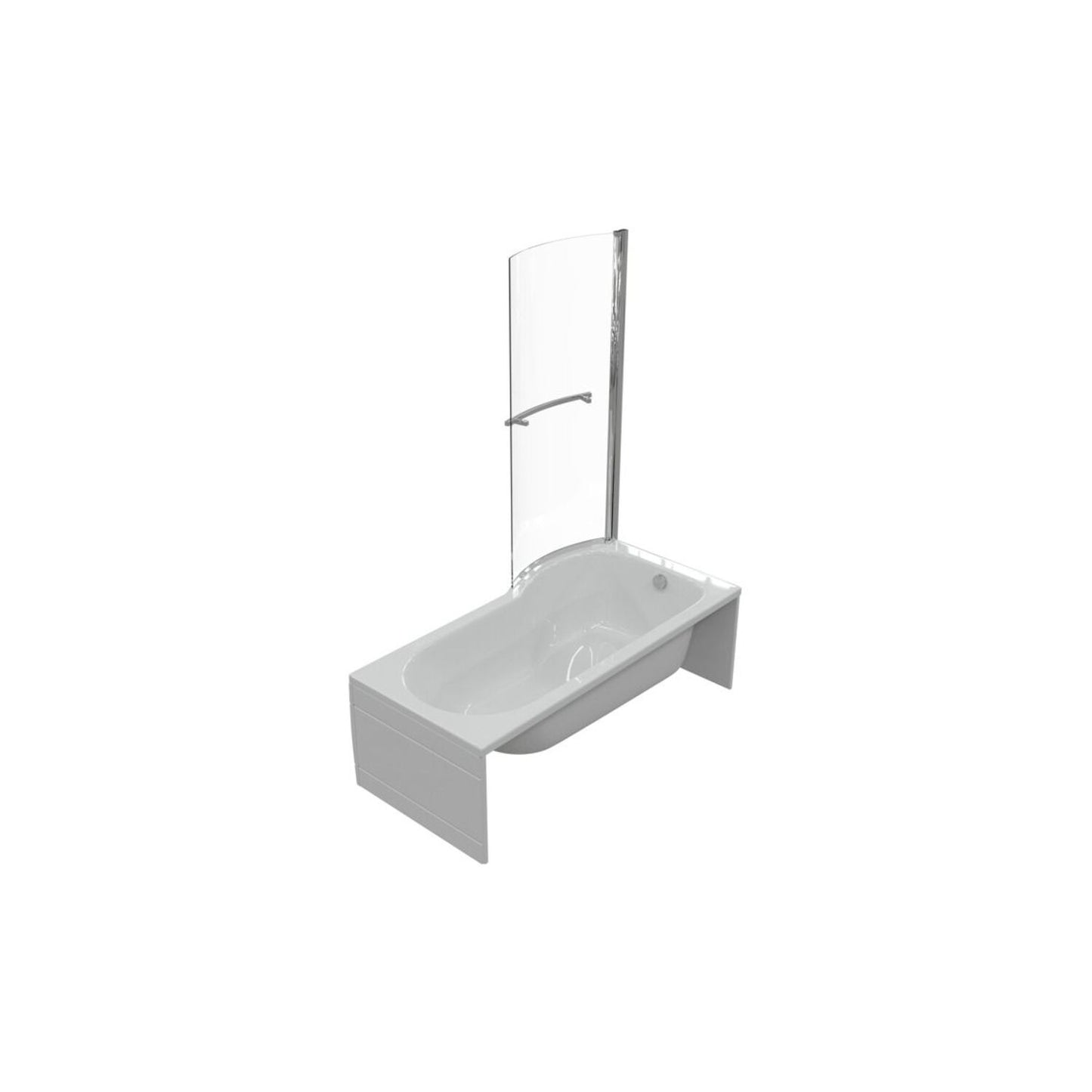 P-Shape 0 Tap Hole Shower Bath Panel & Screen L 1700 X W 700-850 X H 410mm