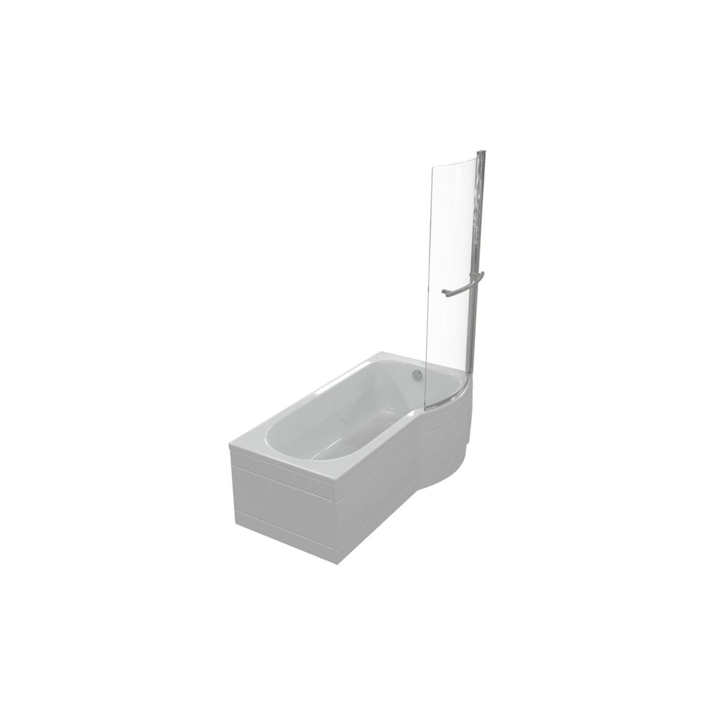 P-Shape 0 Tap Hole Shower Bath Panel & Screen L 1700 X W 700-850 X H 410mm